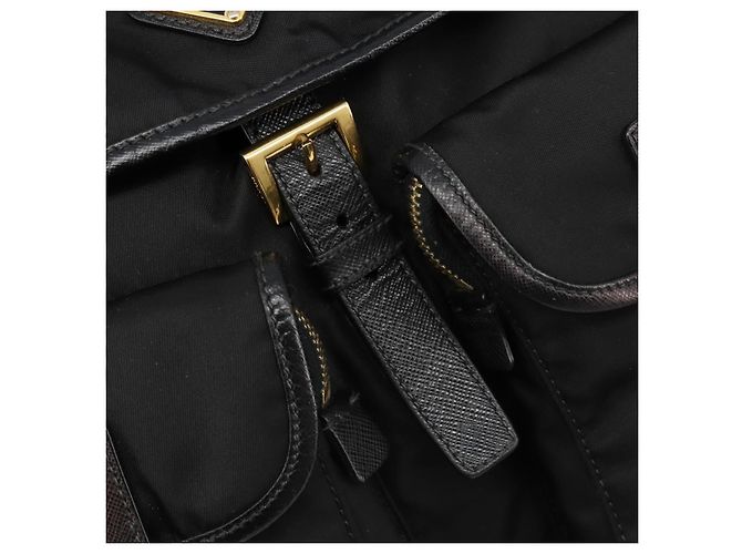 Zaino PRADA Nylon Nero Oro Auth yk20532SAV D'oro - vista 17