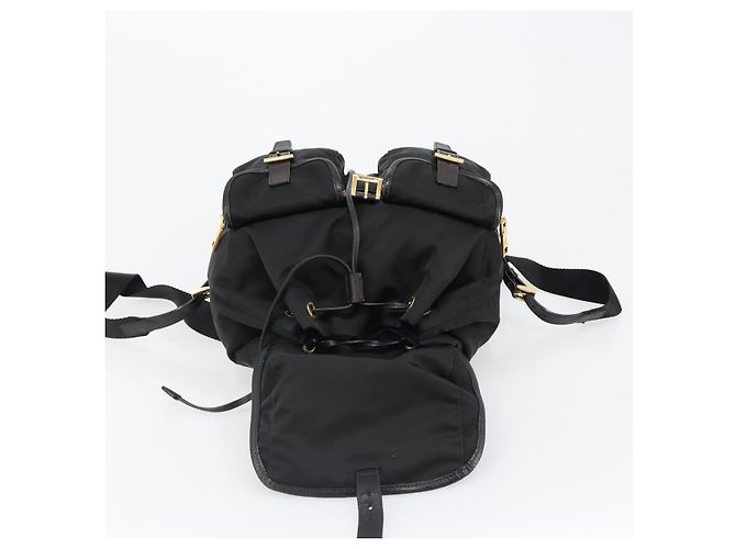Zaino PRADA Nylon Nero Oro Auth yk20532SAV D'oro - vista 20