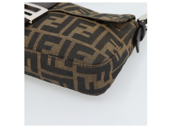 FENDI Zucca Canvas Mamma Baguette Shoulder Bag Black Brown Auth 187283V Marrone Nero - vue 10