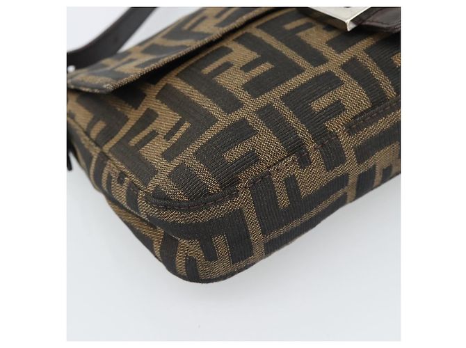 FENDI Zucca Canvas Mamma Baguette Shoulder Bag Black Brown Auth 187283V Marrone Nero - vue 11