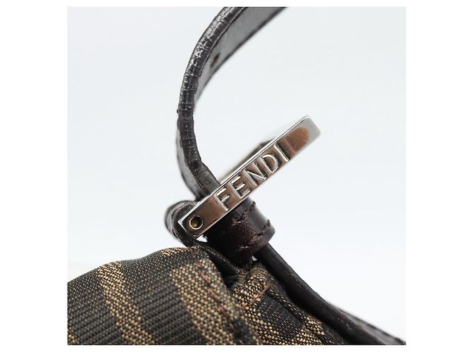 FENDI Zucca Canvas Mamma Baguette Shoulder Bag Black Brown Auth 187283V Marrone Nero - vue 14