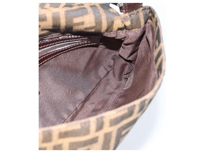 FENDI Zucca Canvas Mamma Baguette Shoulder Bag Black Brown Auth 187283V Marrone Nero - vue 17