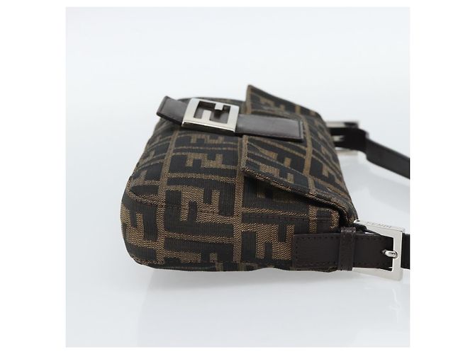 FENDI Zucca Canvas Mamma Baguette Shoulder Bag Black Brown Auth 187283V Marrone Nero - vue 5