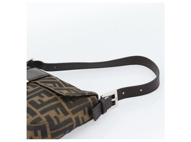 FENDI Zucca Canvas Mamma Baguette Shoulder Bag Black Brown Auth 187283V Marrone Nero - vue 8