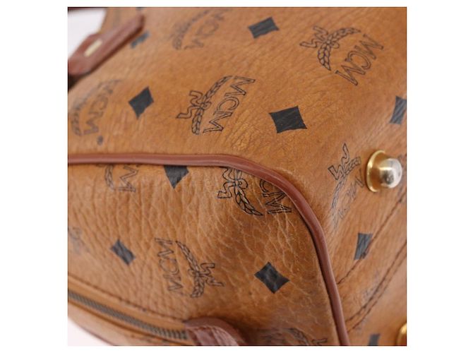 Borsa MCM Vicetos Logogram PVC Pelle 2way Marrone Oro Auth ka4912 D'oro - vista 14
