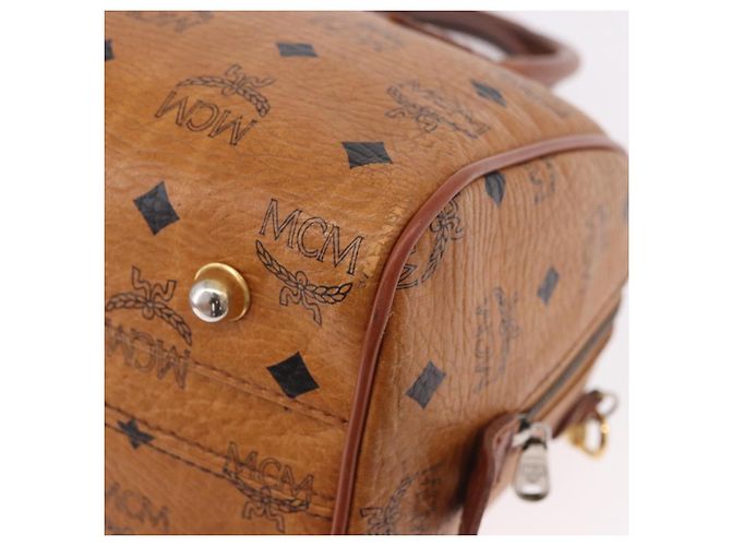 Borsa MCM Vicetos Logogram PVC Pelle 2way Marrone Oro Auth ka4912 D'oro - vista 15