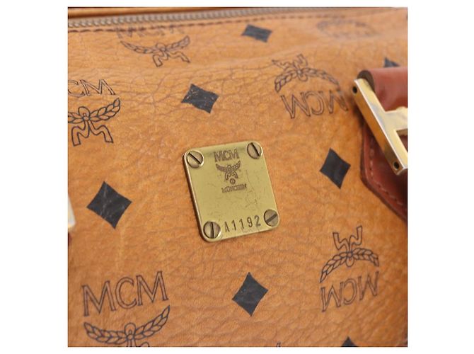 Borsa MCM Vicetos Logogram PVC Pelle 2way Marrone Oro Auth ka4912 D'oro - vista 17