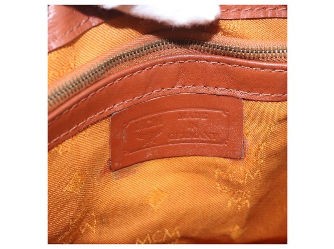 Borsa MCM Vicetos Logogram PVC Pelle 2way Marrone Oro Auth ka4912 D'oro - vista 18
