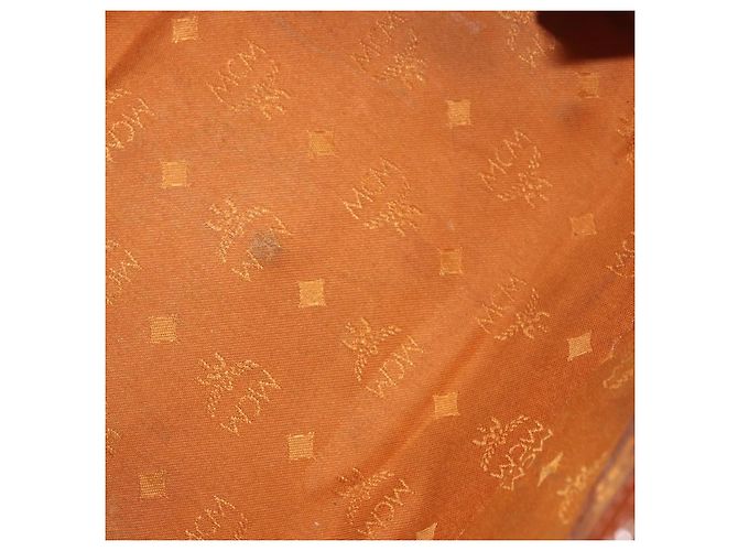 Borsa MCM Vicetos Logogram PVC Pelle 2way Marrone Oro Auth ka4912 D'oro - vista 19