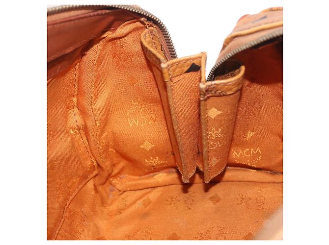 Borsa MCM Vicetos Logogram PVC Pelle 2way Marrone Oro Auth ka4912 D'oro - vista 21