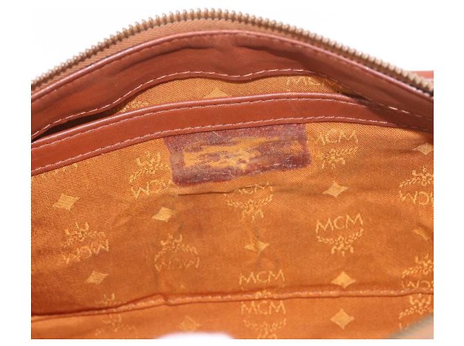 Borsa MCM Vicetos Logogram PVC Pelle 2way Marrone Oro Auth ka4912 D'oro - vista 22
