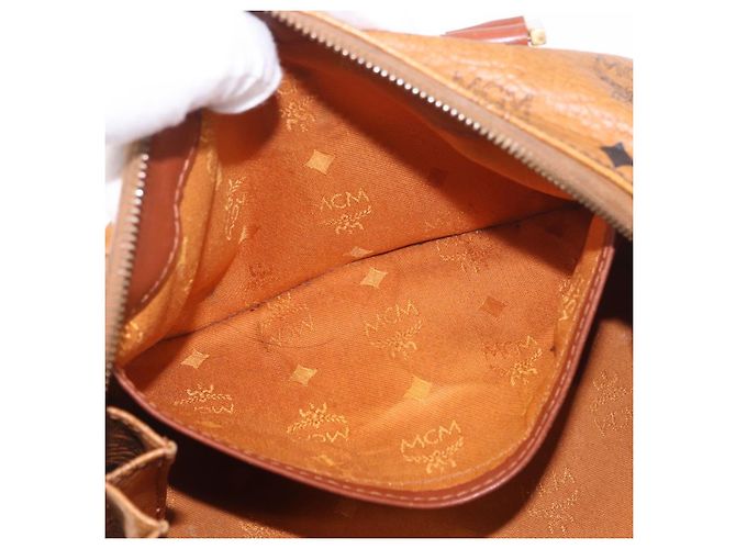 Borsa MCM Vicetos Logogram PVC Pelle 2way Marrone Oro Auth ka4912 D'oro - vista 23