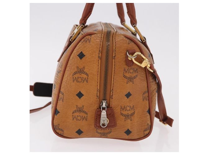 Borsa MCM Vicetos Logogram PVC Pelle 2way Marrone Oro Auth ka4912 D'oro - vista 5