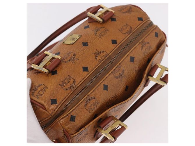Borsa MCM Vicetos Logogram PVC Pelle 2way Marrone Oro Auth ka4912 D'oro - vista 6