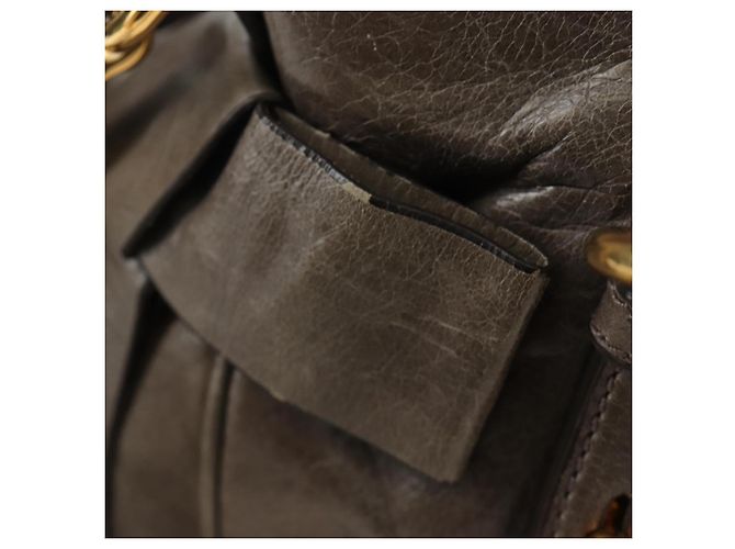 Borsa Miu Miu in pelle 2way Grigio Oro Auth 186440SAM Marrone D'oro - vista 17