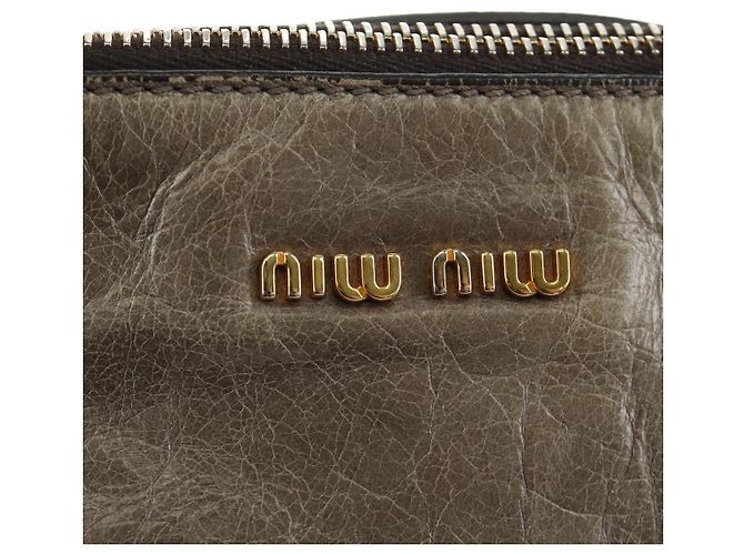 Borsa Miu Miu in pelle 2way Grigio Oro Auth 186440SAM Marrone D'oro - vista 18