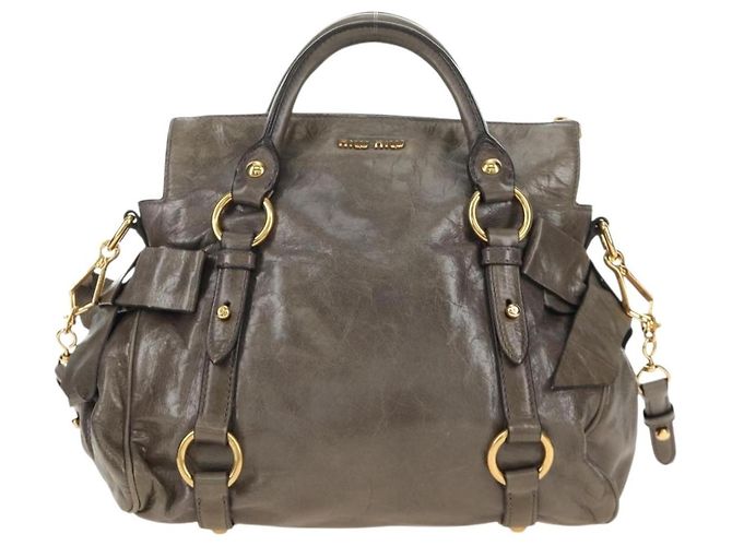Borsa Miu Miu in pelle 2way Grigio Oro Auth 186440SAM Marrone D'oro - vista 2
