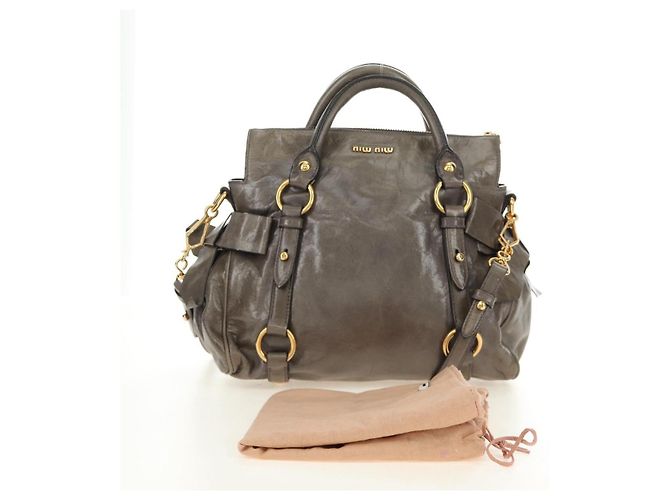 Borsa Miu Miu in pelle 2way Grigio Oro Auth 186440SAM Marrone D'oro - vista 27