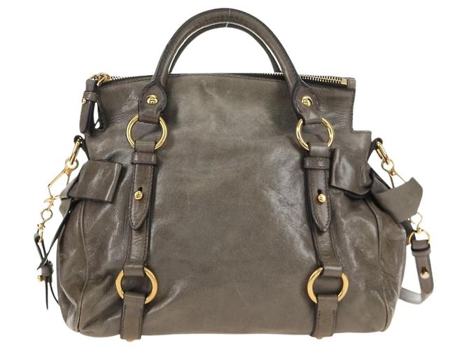 Borsa Miu Miu in pelle 2way Grigio Oro Auth 186440SAM Marrone D'oro - vista 3