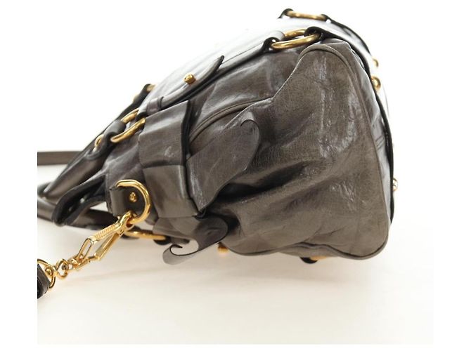 Borsa Miu Miu in pelle 2way Grigio Oro Auth 186440SAM Marrone D'oro - vista 4