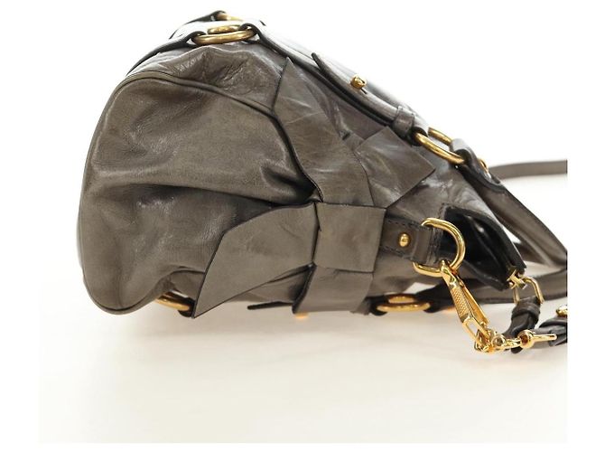 Borsa Miu Miu in pelle 2way Grigio Oro Auth 186440SAM Marrone D'oro - vista 5