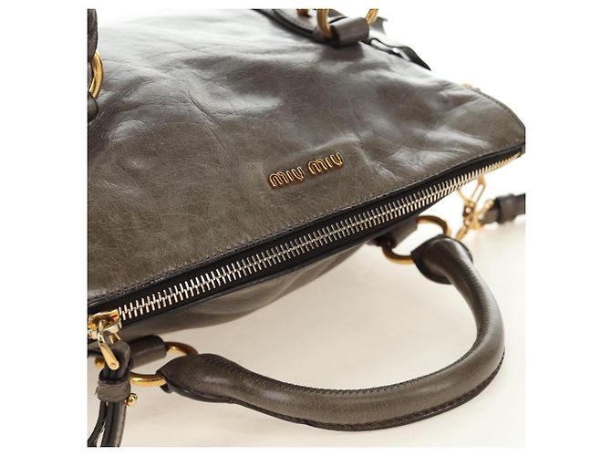 Borsa Miu Miu in pelle 2way Grigio Oro Auth 186440SAM Marrone D'oro - vista 6