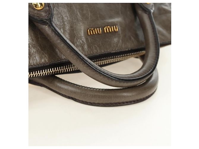 Borsa Miu Miu in pelle 2way Grigio Oro Auth 186440SAM Marrone D'oro - vista 7