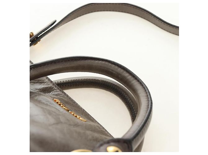 Borsa Miu Miu in pelle 2way Grigio Oro Auth 186440SAM Marrone D'oro - vista 8