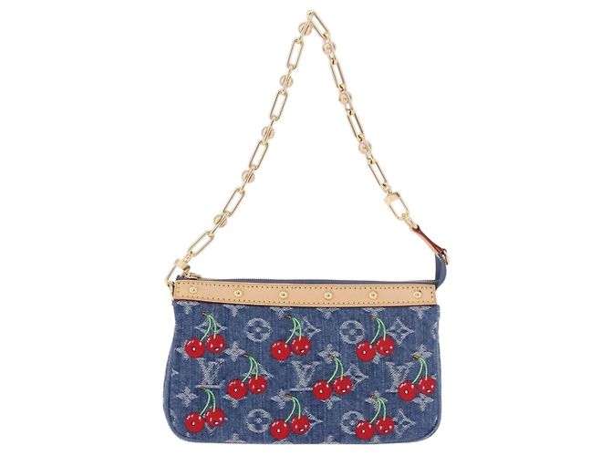 LOUIS VUITTON Monogram Denim Cherry Pochette Accessoires M13994 LV Auth 187483SM Azul Monograma - vista 13