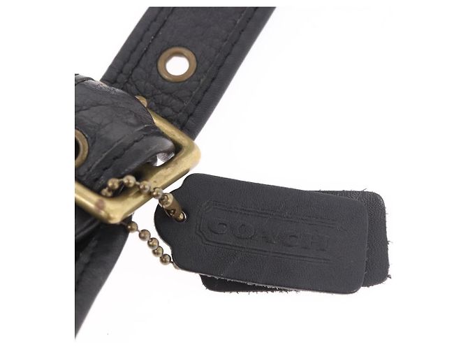 Borsa a tracolla Coach in scamosciato nero e oro Auth 185289 D'oro - vista 14