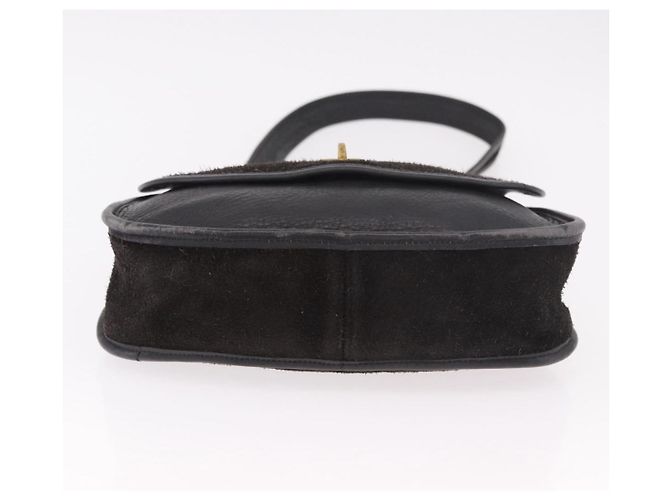 Borsa a tracolla Coach in scamosciato nero e oro Auth 185289 D'oro - vista 9