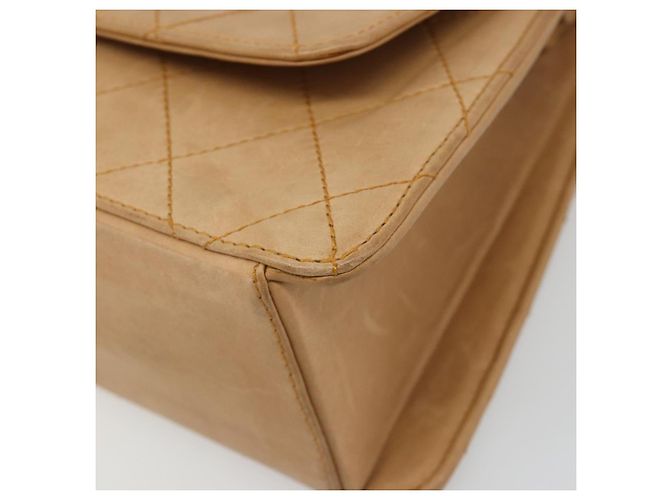CHANEL Matelasse Shoulder Bag Lamb Skin Beige Gold CC Auth 187187 D'oro - vista 10