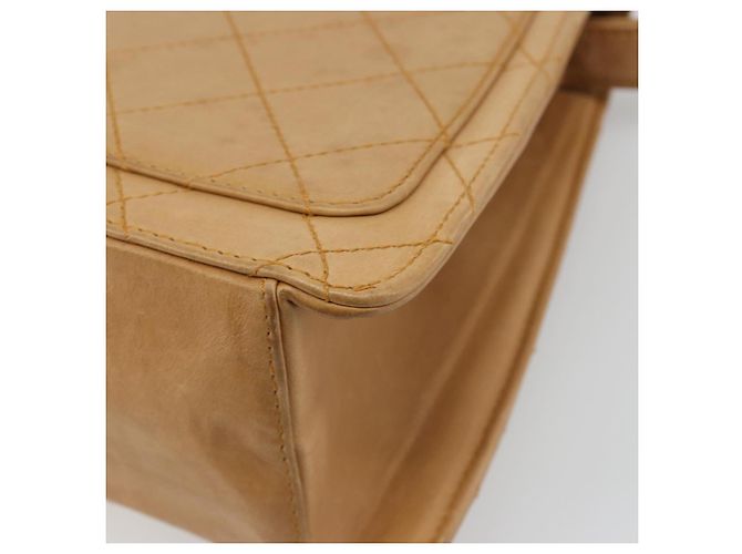 CHANEL Matelasse Shoulder Bag Lamb Skin Beige Gold CC Auth 187187 D'oro - vista 12