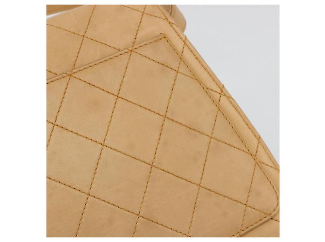 CHANEL Matelasse Shoulder Bag Lamb Skin Beige Gold CC Auth 187187 D'oro - vista 14