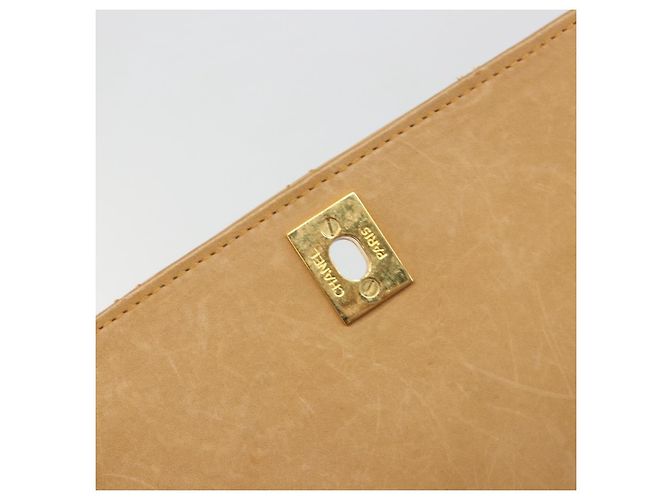 CHANEL Matelasse Shoulder Bag Lamb Skin Beige Gold CC Auth 187187 D'oro - vista 17