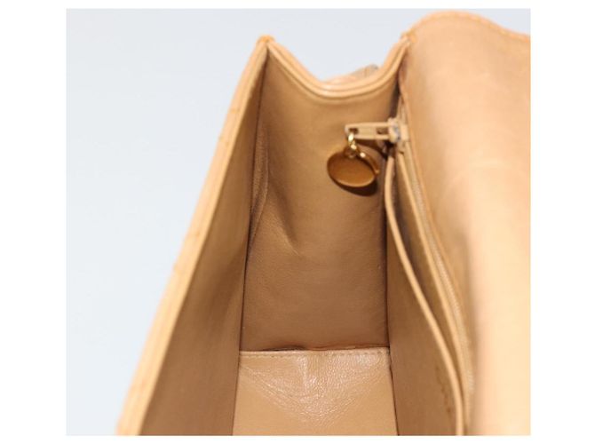 CHANEL Matelasse Shoulder Bag Lamb Skin Beige Gold CC Auth 187187 D'oro - vista 21
