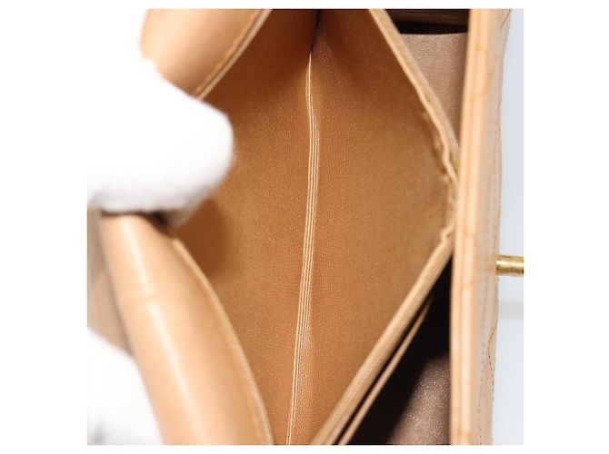 CHANEL Matelasse Shoulder Bag Lamb Skin Beige Gold CC Auth 187187 D'oro - vista 23