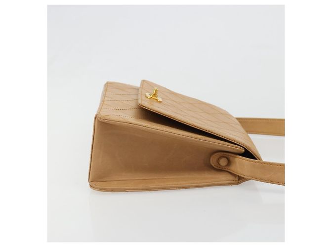 CHANEL Matelasse Shoulder Bag Lamb Skin Beige Gold CC Auth 187187 D'oro - vista 4