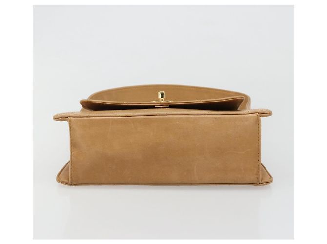 CHANEL Matelasse Shoulder Bag Lamb Skin Beige Gold CC Auth 187187 D'oro - vista 9