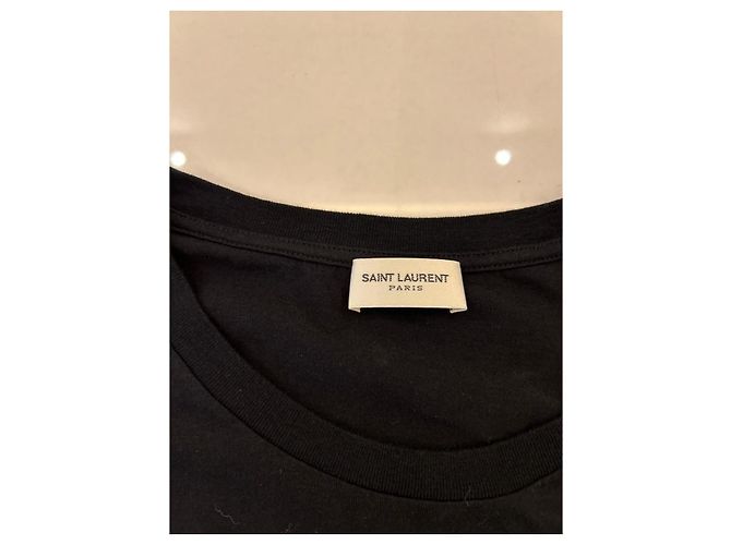 Camiseta Saint Laurent Logo Bordado - Negro - vista 4