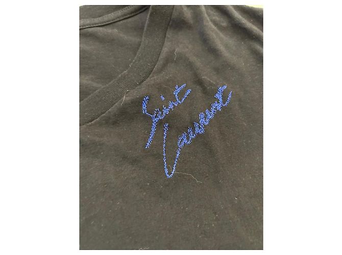 Camiseta Saint Laurent Logo Bordado - Negro - vista 5