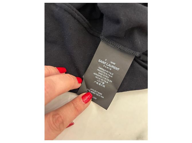 Camiseta Saint Laurent Logo Bordado - Negro - vista 6