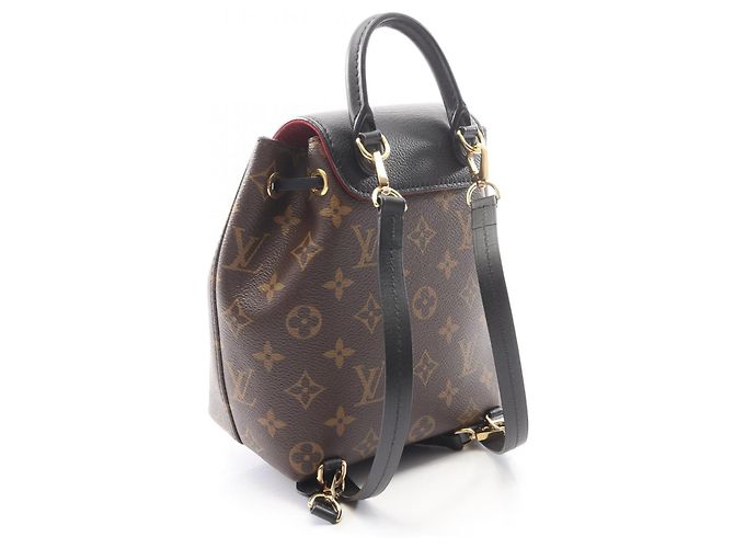Zaino/Borsa Louis Vuitton Montsouris NM BB Marrone Nero - vista 2