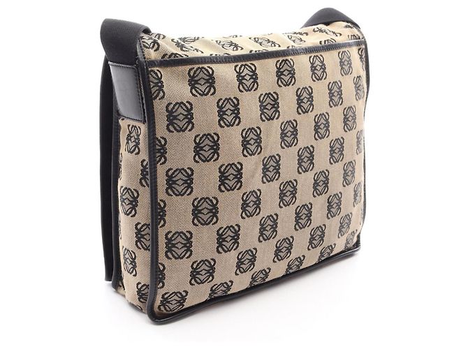 Borsa a Spalla Loewe Anagram Nero Beige - vista 2