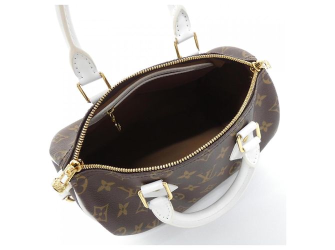 Borsa Louis Vuitton Monogram Speedy Bandoulière 25cm Marrone Bianco - vista 6