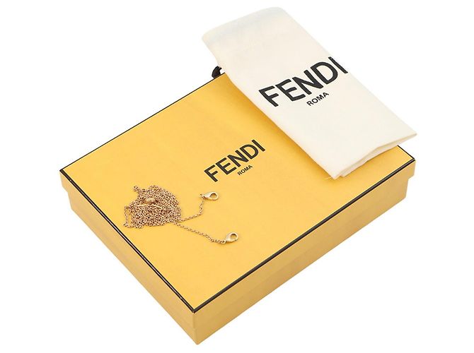Fendi Chain Shoulder Pouch Flip Nano Leder Schultertasche Gelb Kamel - Ansicht 13