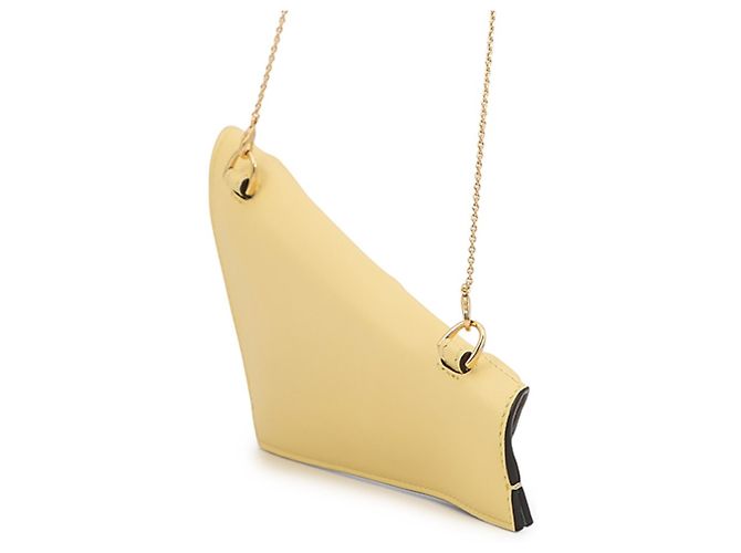 Fendi Chain Shoulder Pouch Flip Nano Leder Schultertasche Gelb Kamel - Ansicht 2