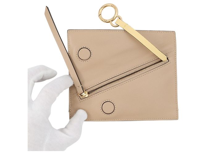 Fendi Chain Shoulder Pouch Flip Nano Leder Schultertasche Gelb Kamel - Ansicht 5