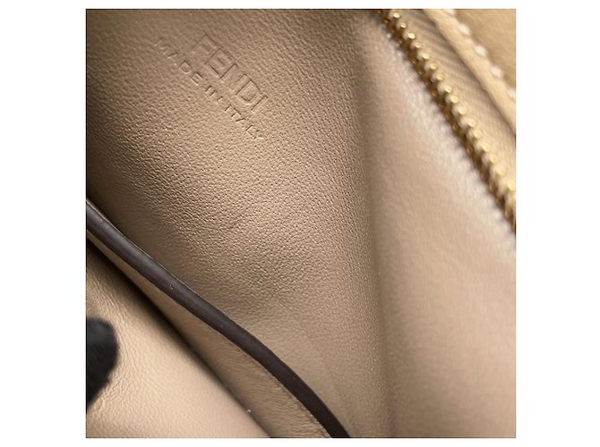 Fendi Chain Shoulder Pouch Flip Nano Leder Schultertasche Gelb Kamel - Ansicht 9