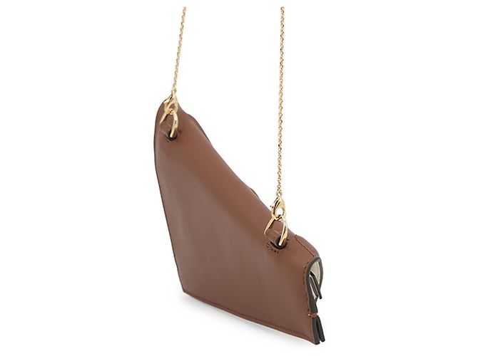 Pochete de ombro com corrente Fendi Marrom Cru - vista 2